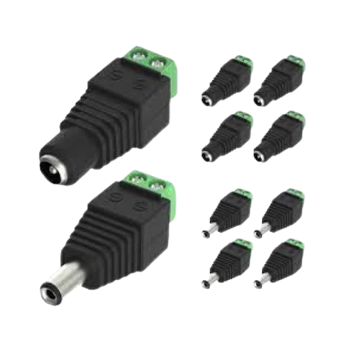 GENERIC SET OF 5 X CCTV MALE / FEMALE DC POWER CONNECTOR TIPS WITH SCREWS - NEW