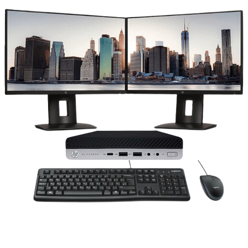 HP BUNDLE! HP DESKTOP Tiny 400 G3 + 2 x HP P232 23'' Monitor 2YW