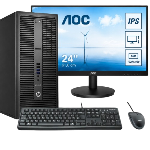 HP PC BUNDLE 800 G1 TWR  + AOC I2475PXQU 24" - RFB - 1YW