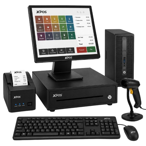 XPOS POS SYSTEM BUNDLE 17" TWR I5-4590 CDRAWER TPRINTER BSCANNER- NEW 2YW